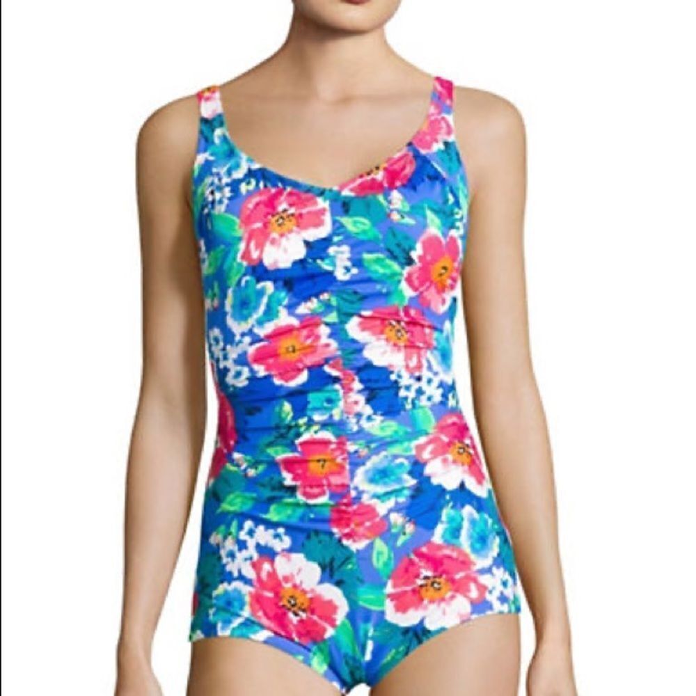 Penbrooke Botanical Tummy Control One-Piece Swimsuit-MULTICOLORED
